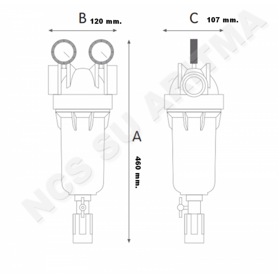 Atlas HYDRA M 1.1/2 İnç Ters Yıkama Vanalı Filtre Housingi