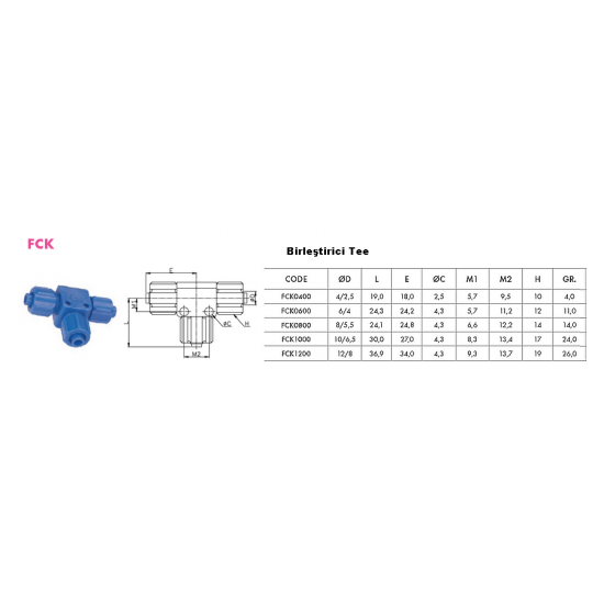 CDC FCK0600 6mm. Hortum girişli sıkma somunlu Birleştirici TE   