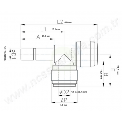 CDC 1/4 İnç yandan boru çıkışlı T konnektör