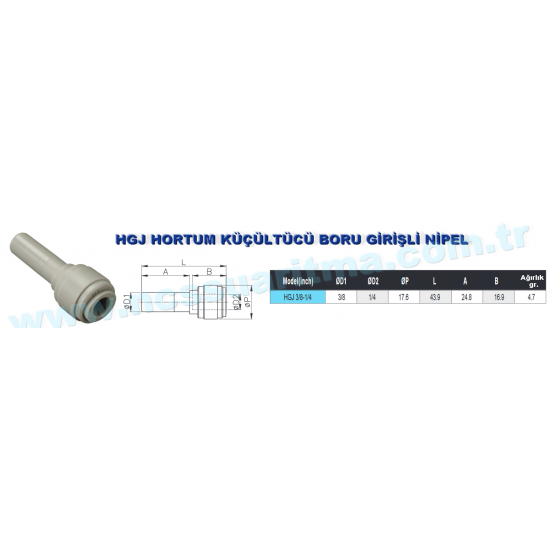 CDC 3/8 İnç sap 1/4 inç hortum girişli küçültücü redüksiyon