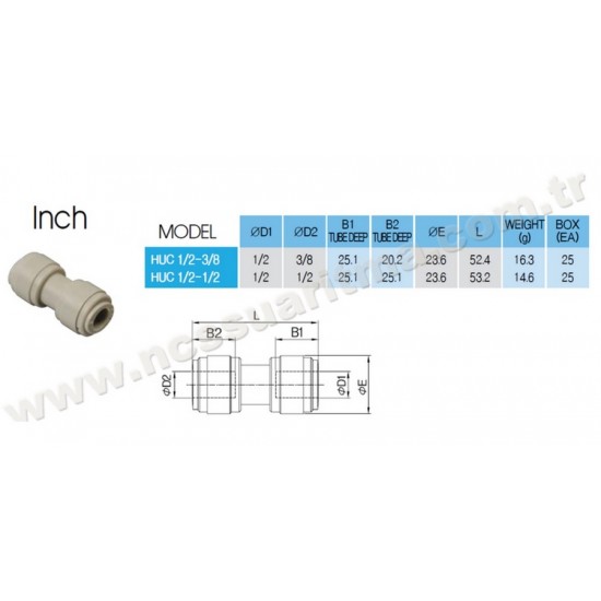 CDC HUC 1/2 inç -3/8 inç orantılı geçiş nipeli