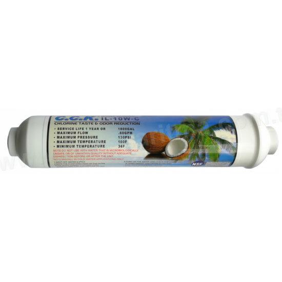 10 İnç İnline Post Karbon Filtre ( NSF onaylı, Coconutlu) 10 İnç İnline Post Karbon Filtre ( NSF onaylı, Coconutlu)
