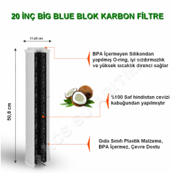 20 İnç Big blue Kartuş CTO Blok karbon Filtre 20 İnç Big blue Kartuş CTO Blok karbon Filtre