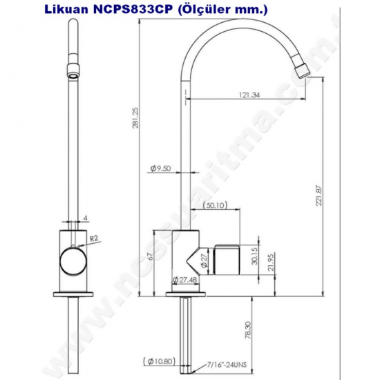 Likuan NCPS803CP NSF onaylı tek kollu RO musluk