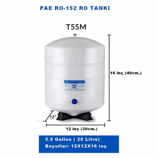 PAE  5,5 Galon NSF onaylı metal RO su tankı