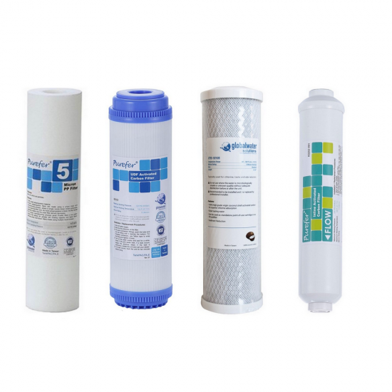 Purefer 10 inç kartuş 4lü filtre seti housingli cihazlar için Purefer 10 inç kartuş 4lü filtre seti housingli cihazlar için