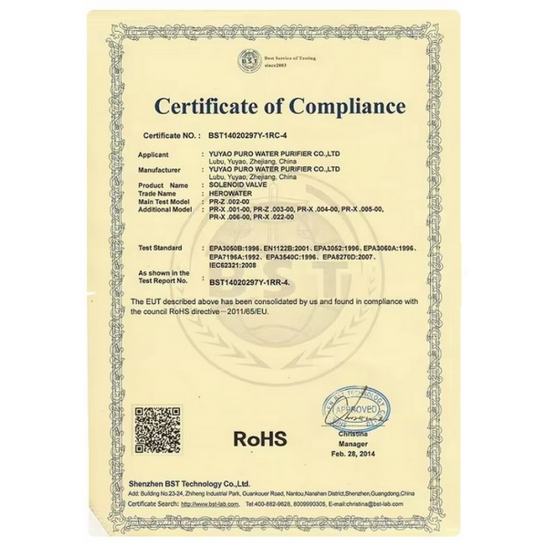 RO Su Arıtma Sistemleri için 12 Volt DC Solenoid Vana