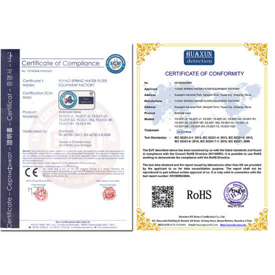 RO Su Arıtma Sistemleri için 220 Volt AC Solenoid Vana